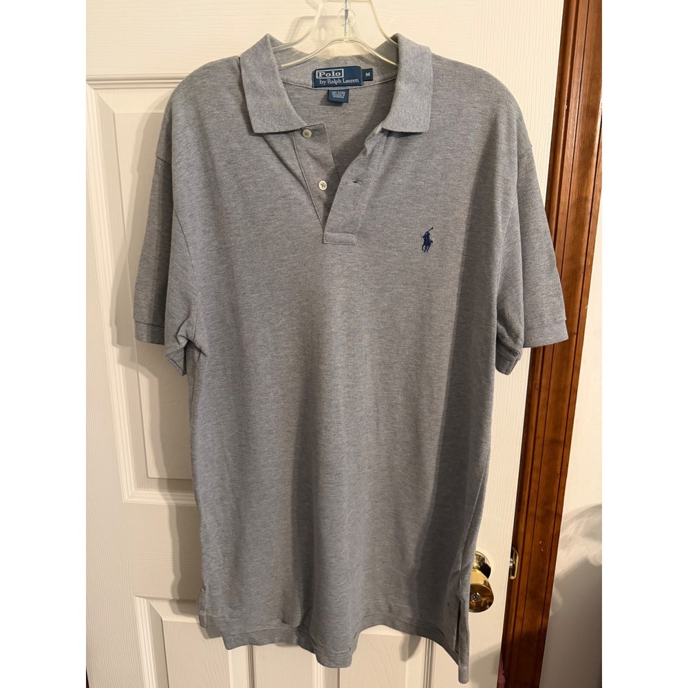 Polo Ralph Lauren Mens Grey Short Sleeve Pique Polo Shirt Size M